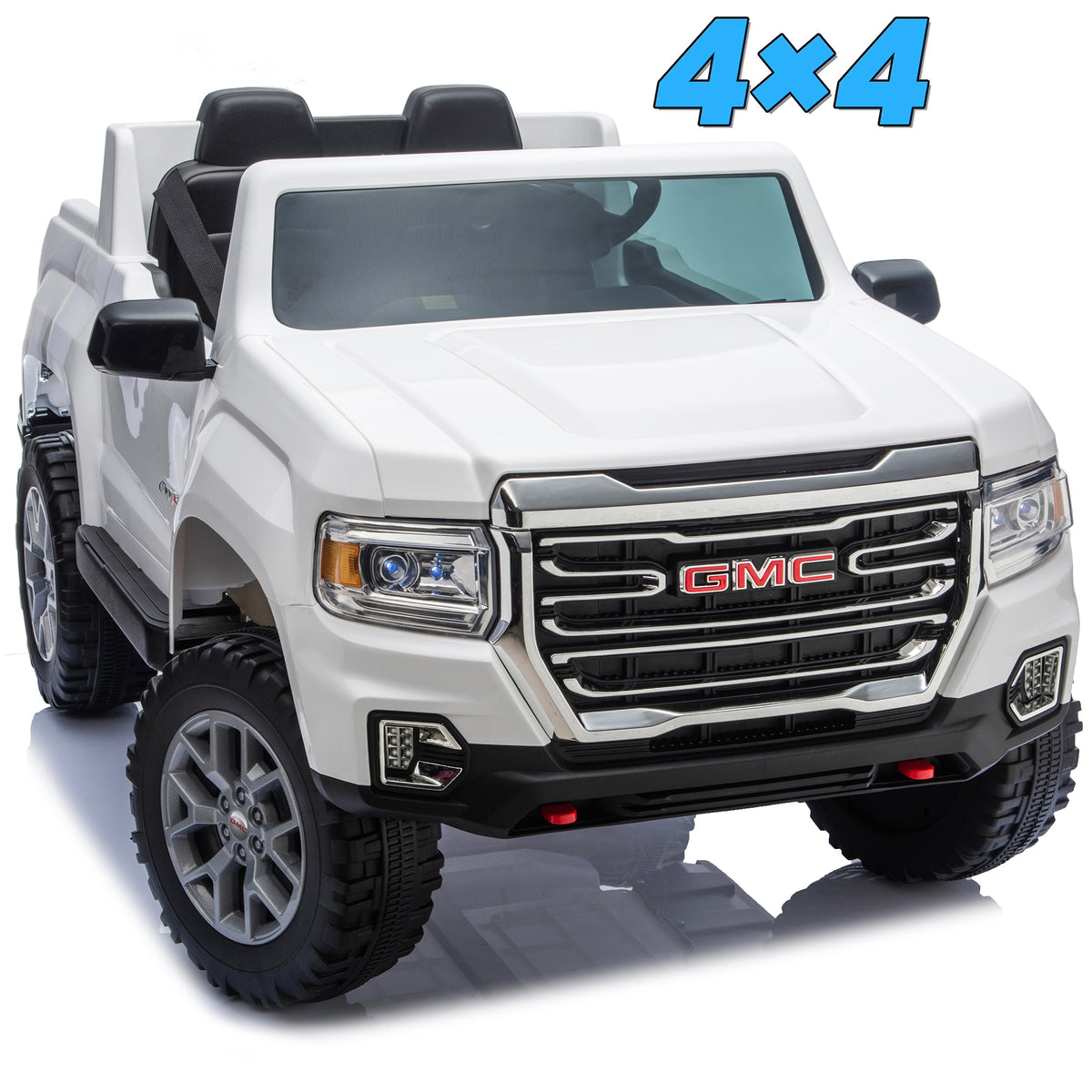Sunnyfree XL 24 Volt Ride on Toys, Licensed GMC 4WD/2WD Switchable Ride on Car for Big Kids with Remote, Bluetooth, Fold Down Tailgate, Rear Storage