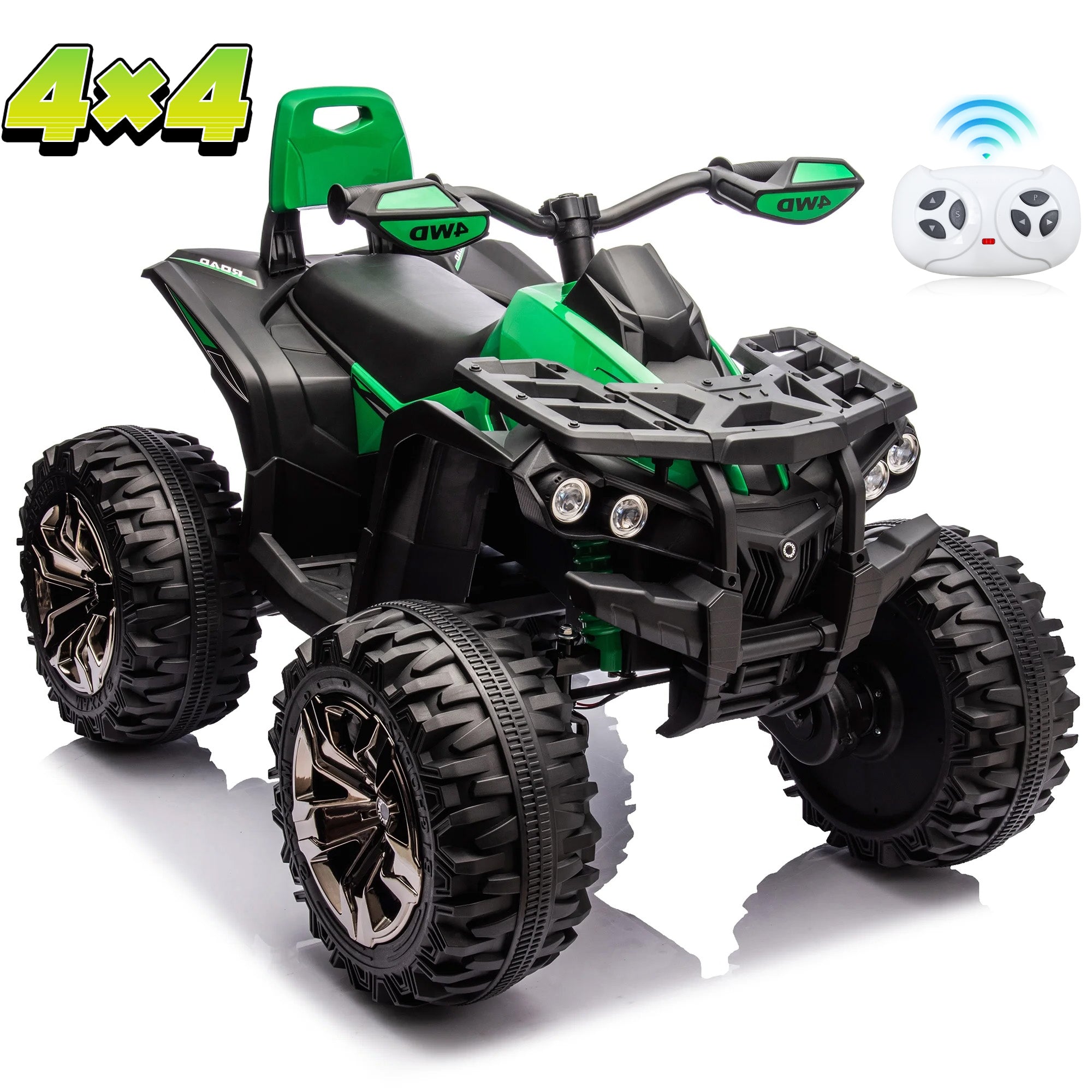 Sunnyfree 4WD ATV for Kids 24V Ride on Toy, 2-Seater Power Car Wheels with Remote, Bluetooth, Spring Suspension, Gift for Outdoor Play,