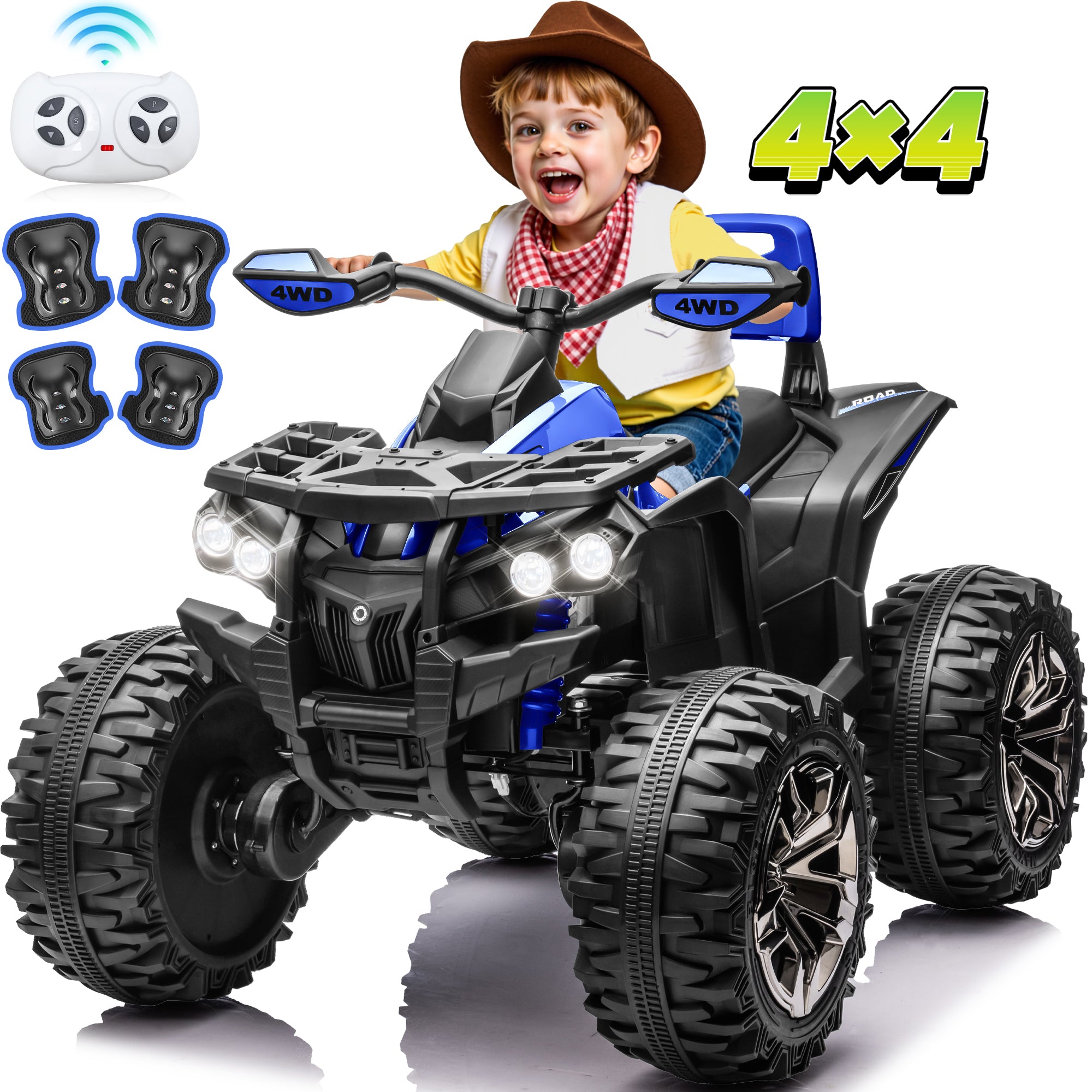 24 Volt ATV for Kids, Sunnyfree 4 Wheeler for Kids, 4WD Power Car Wheels with Remote, Bluetooth, Music, Spring Suspension, Pink