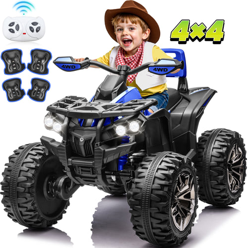 24 Volt ATV for Kids, Sunnyfree 4 Wheeler for Kids, 4WD Power Car Wheels with Remote, Bluetooth, Music, Spring Suspension, Pink