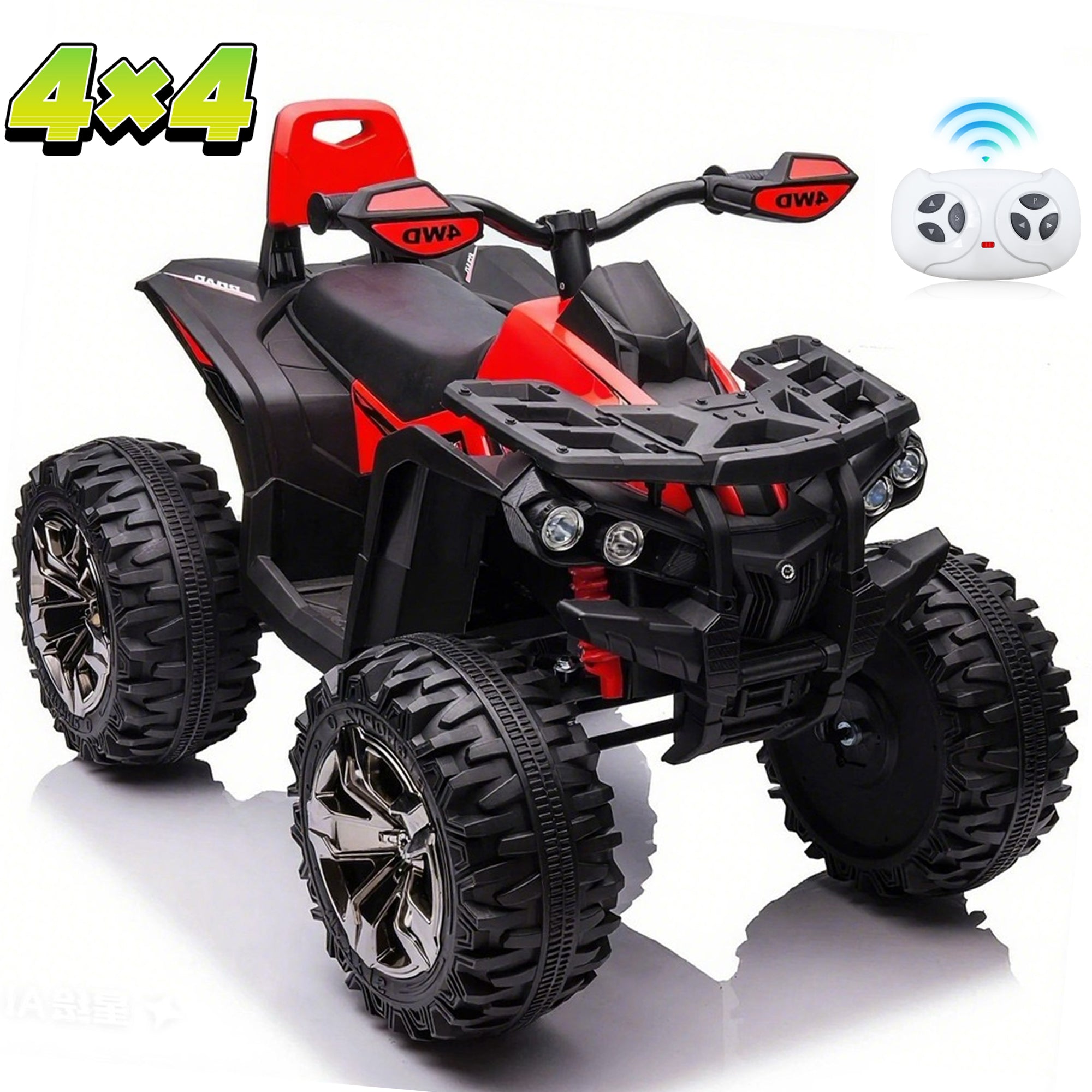 Sunnyfree 4WD ATV for Kids 24V Ride on Toy, 2-Seater Power Car Wheels with Remote, Bluetooth, Spring Suspension, Gift for Outdoor Play,