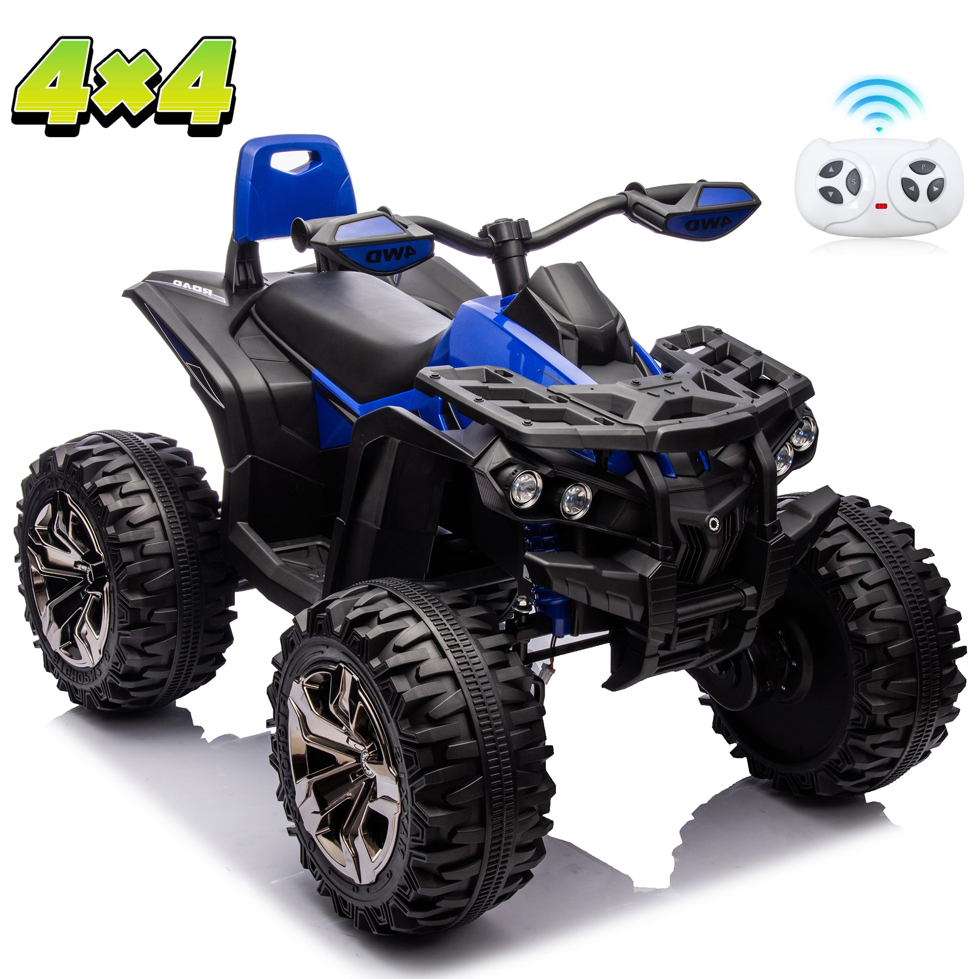 Sunnyfree 4WD ATV for Kids 24V Ride on Toy, 2-Seater Power Car Wheels with Remote, Bluetooth, Spring Suspension, Gift for Outdoor Play,