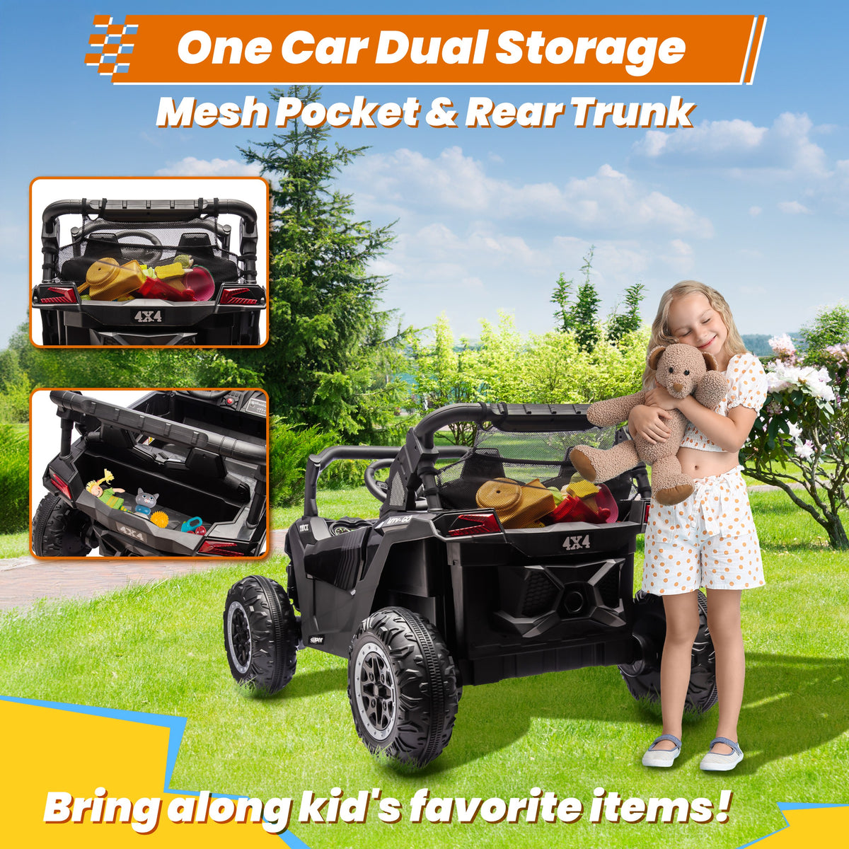Sunnyfree Powerful ATV 24-volt Black Riding Toys (Battery Charger Included)