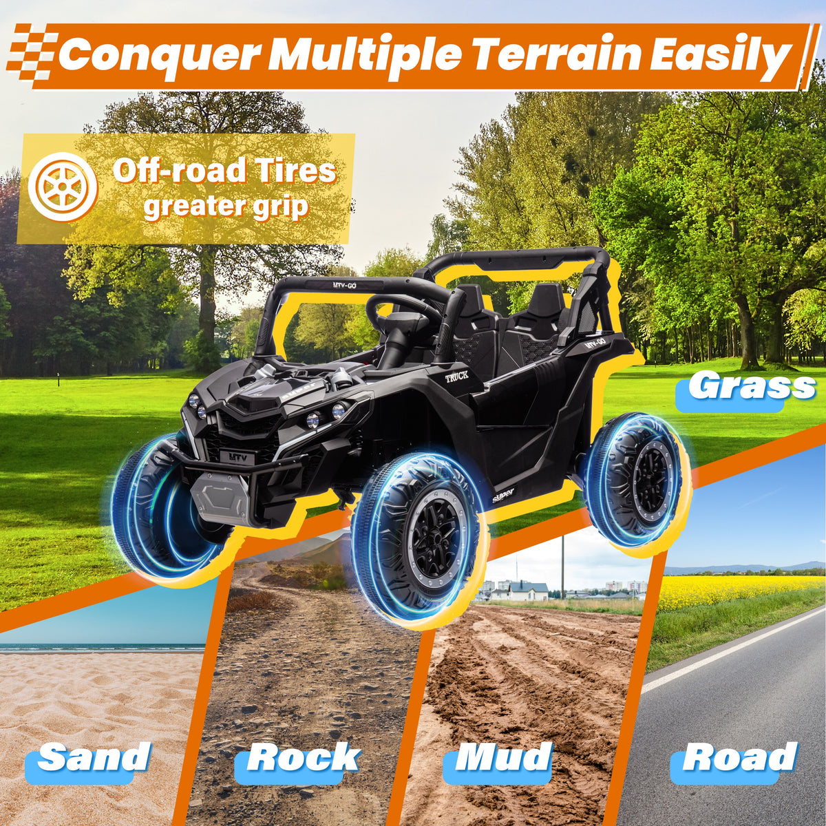 Sunnyfree Powerful ATV 24-volt Black Riding Toys (Battery Charger Included)