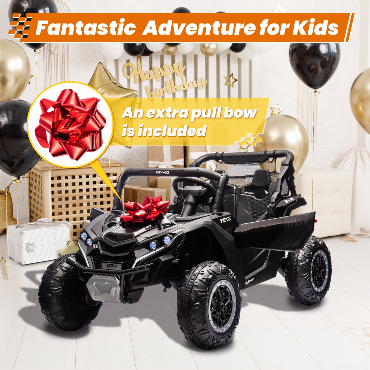 Sunnyfree Powerful ATV 24-volt Black Riding Toys (Battery Charger Included)