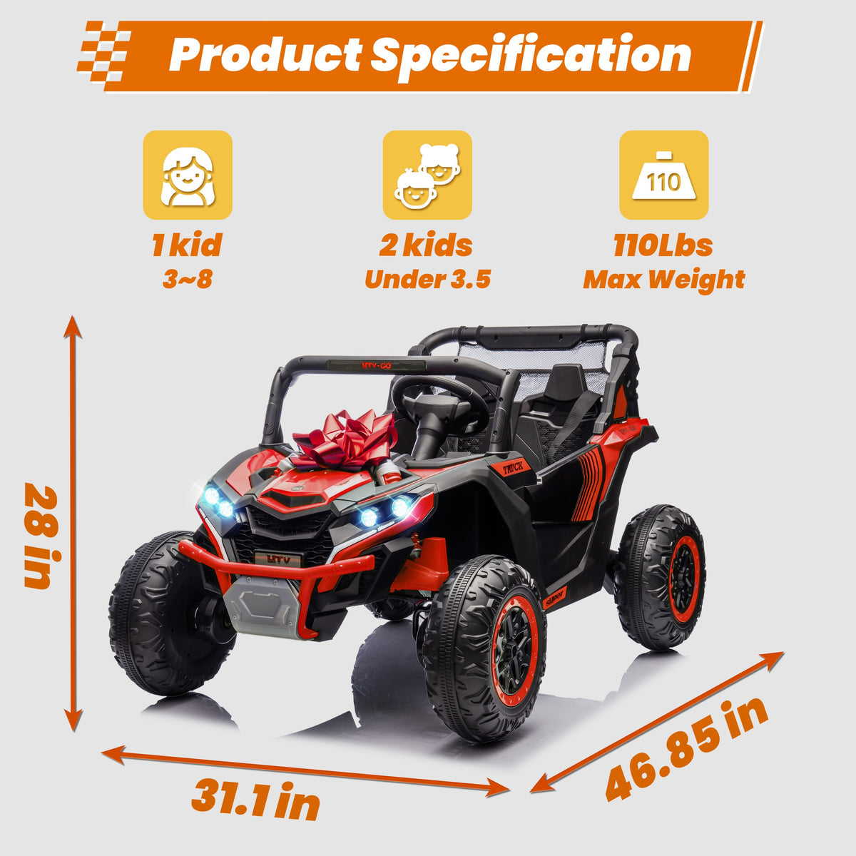 Sunnyfree Powerful ATV 24-volt Red Riding Toys (Battery Charger Included)