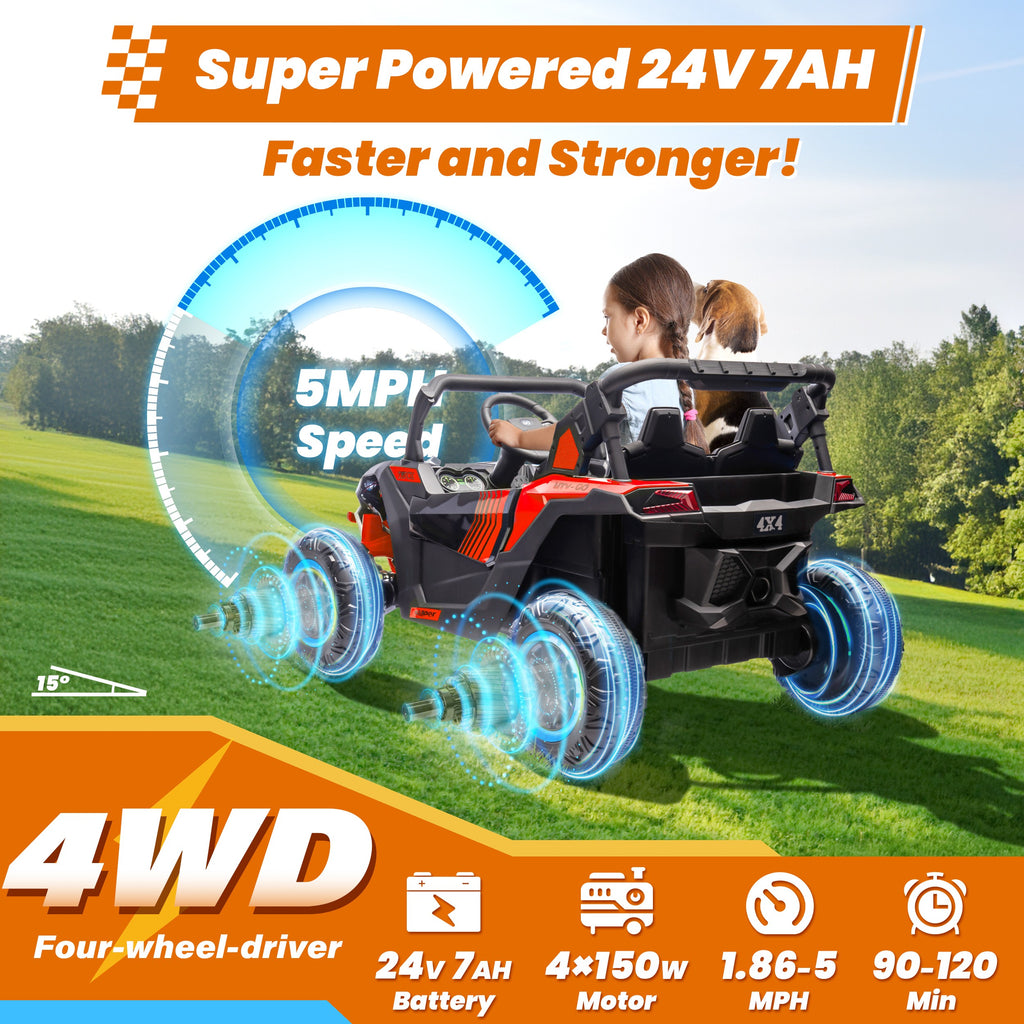 Sunnyfree Powerful ATV 24-volt Red Riding Toys (Battery Charger Included)