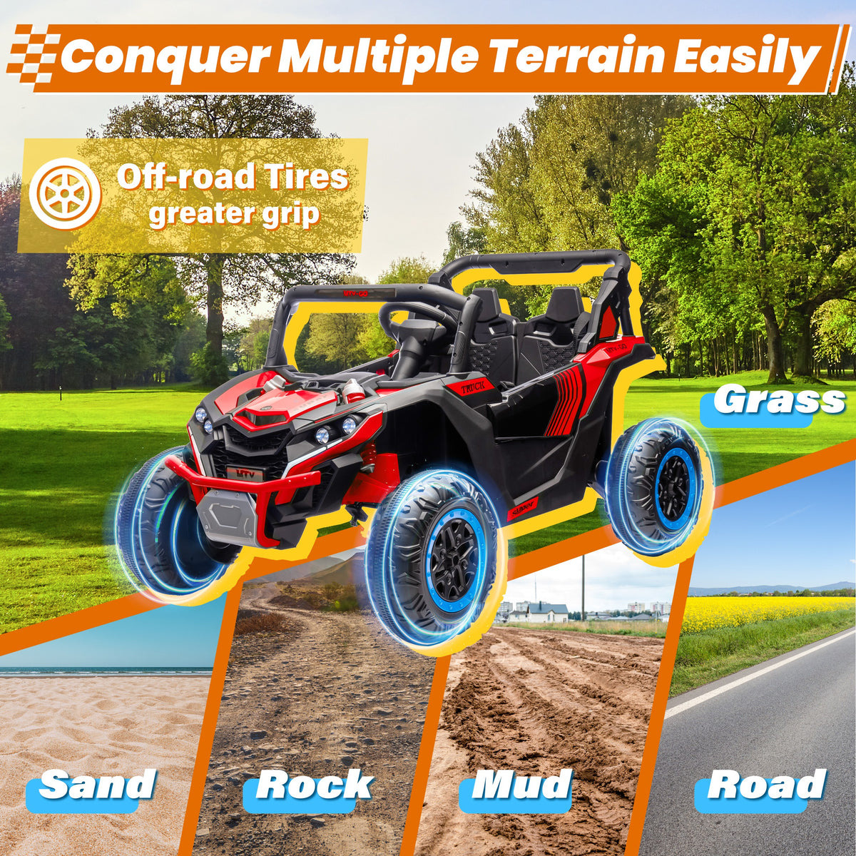 Sunnyfree Powerful ATV 24-volt Red Riding Toys (Battery Charger Included)