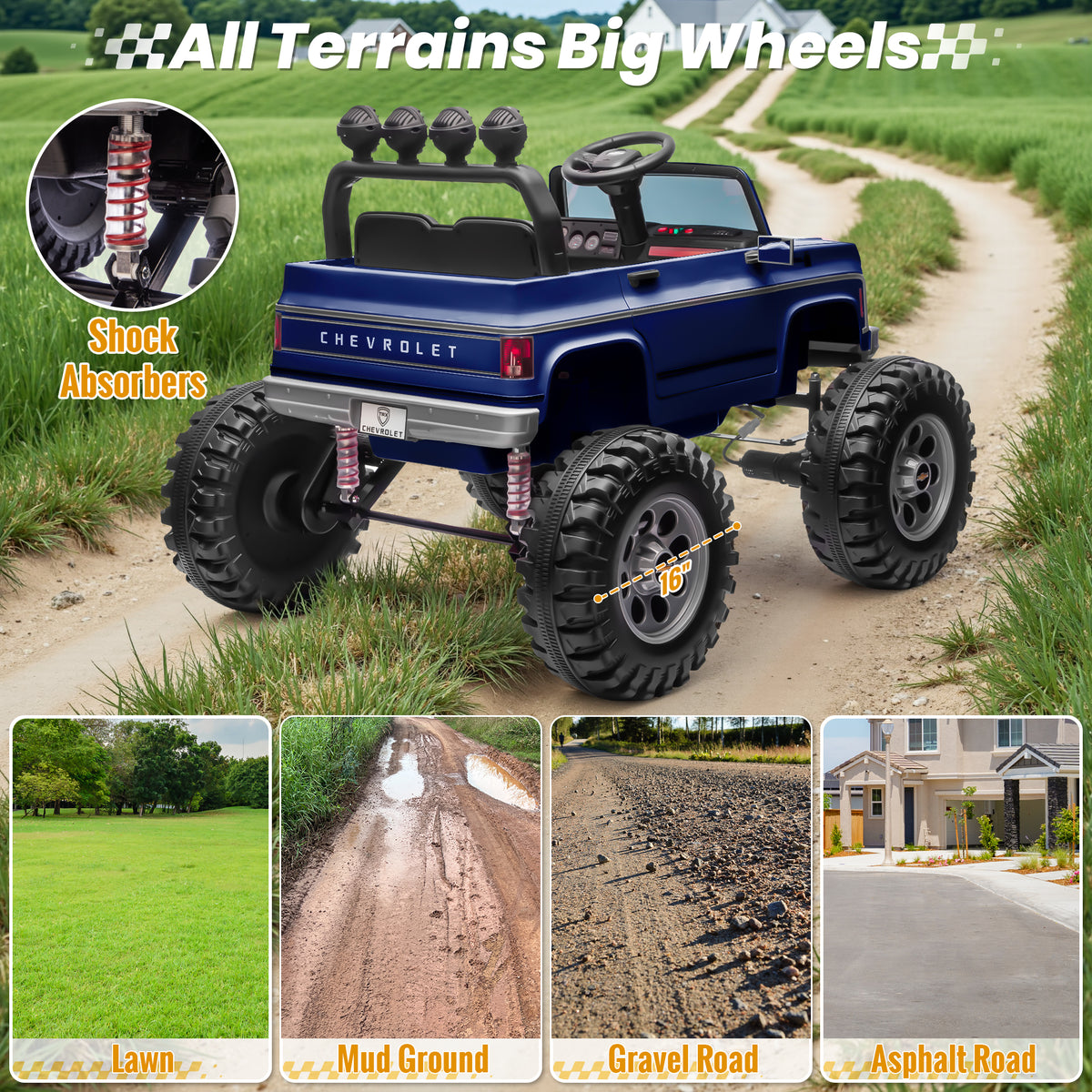 Sunnyfree Powerful ATV 24-volt Blue Riding Toys (Battery Charger Included)