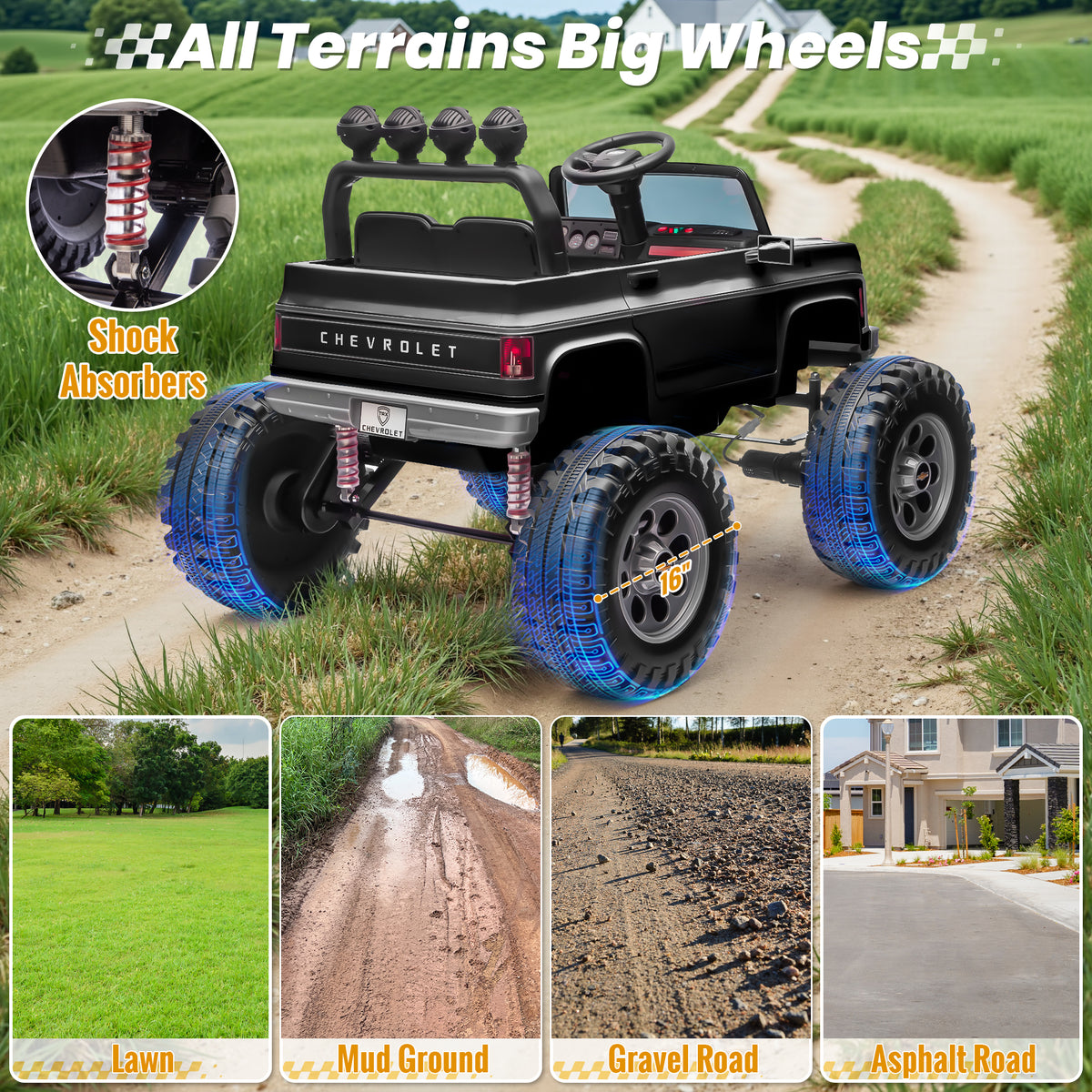 Sunnyfree Powerful ATV 24-volt Black Riding Toys (Battery Charger Included)