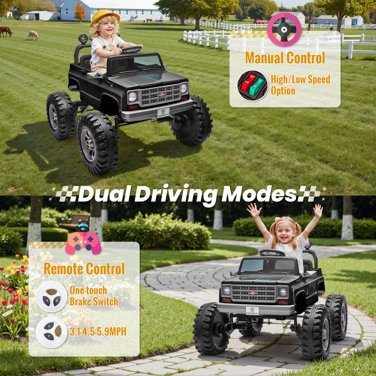 Sunnyfree Powerful ATV 24-volt Black Riding Toys (Battery Charger Included)