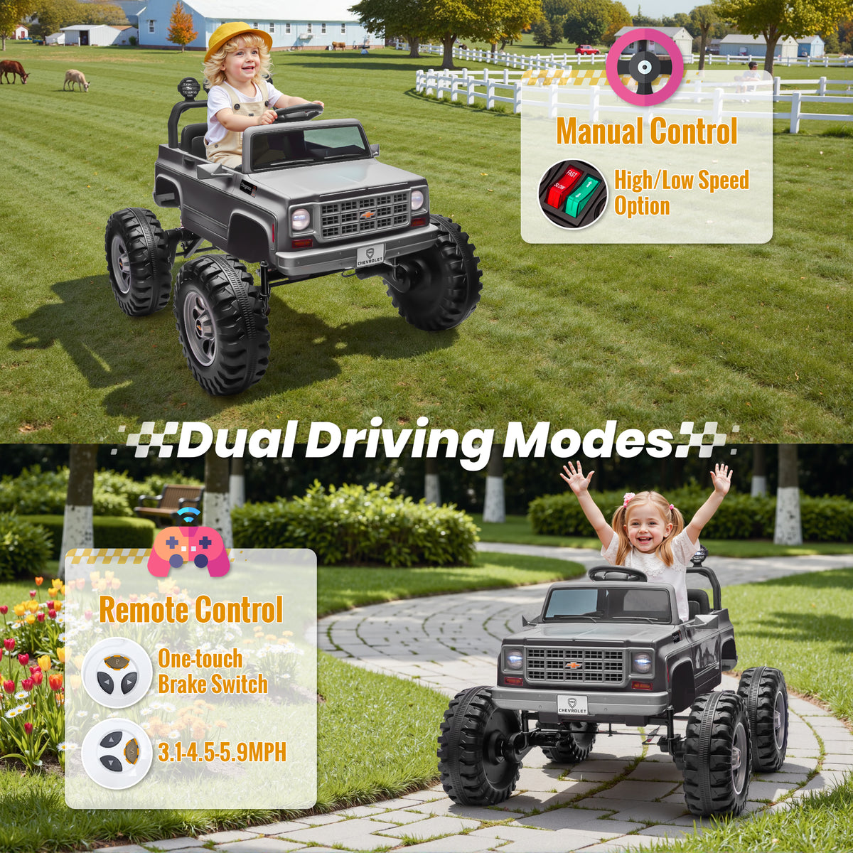 Sunnyfree Powerful ATV 24-volt Gray Riding Toys (Battery Charger Included)