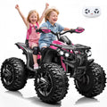 Sunnyfree 4WD ATV for Kids 24V Ride on Toy, 2-Seater Power Car Wheels with Remote, Bluetooth, Spring Suspension, Includes 2 Pairs Knee Pads