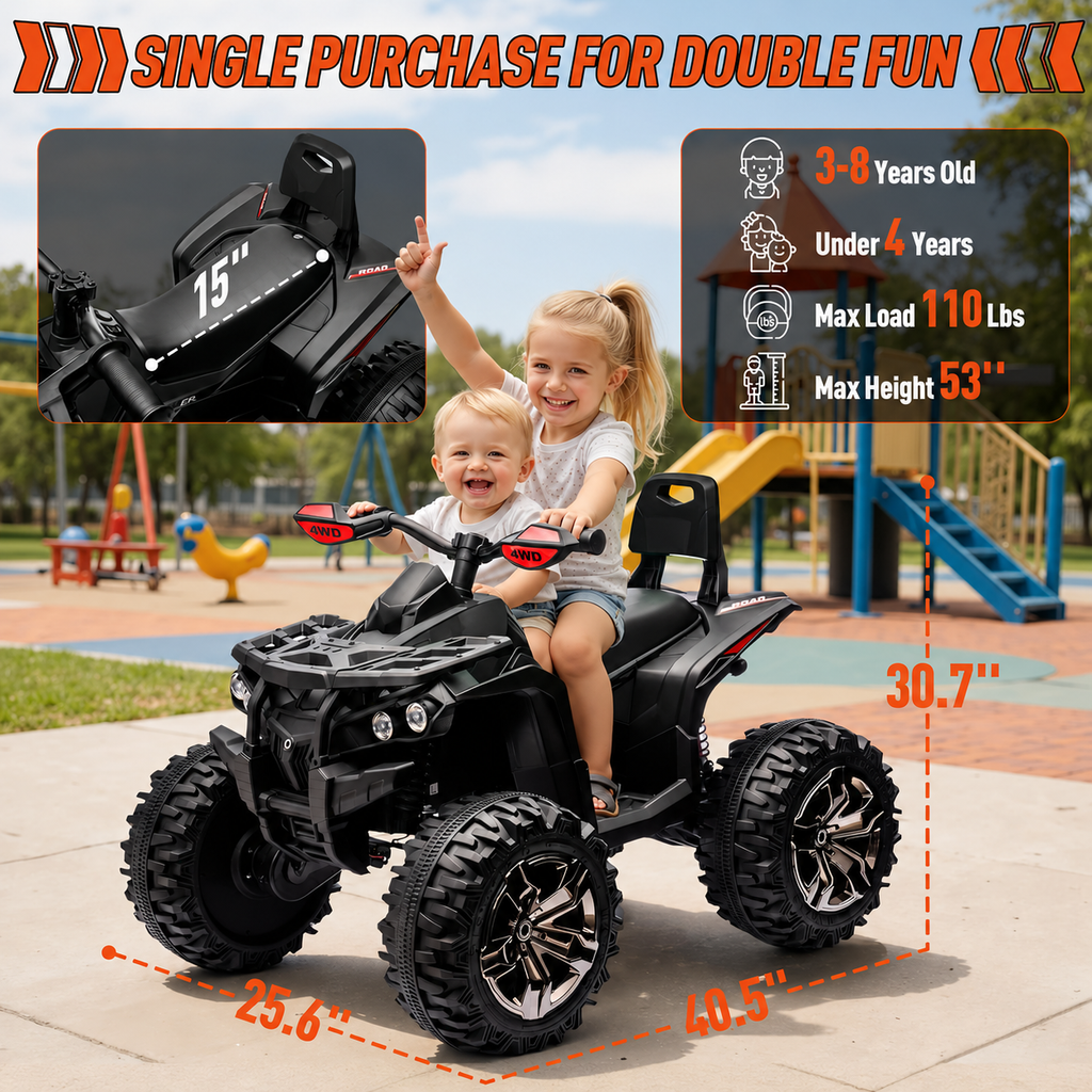 Sunnyfree Powerful ATV 24-volt Black Riding Toys (Powerful ATV)