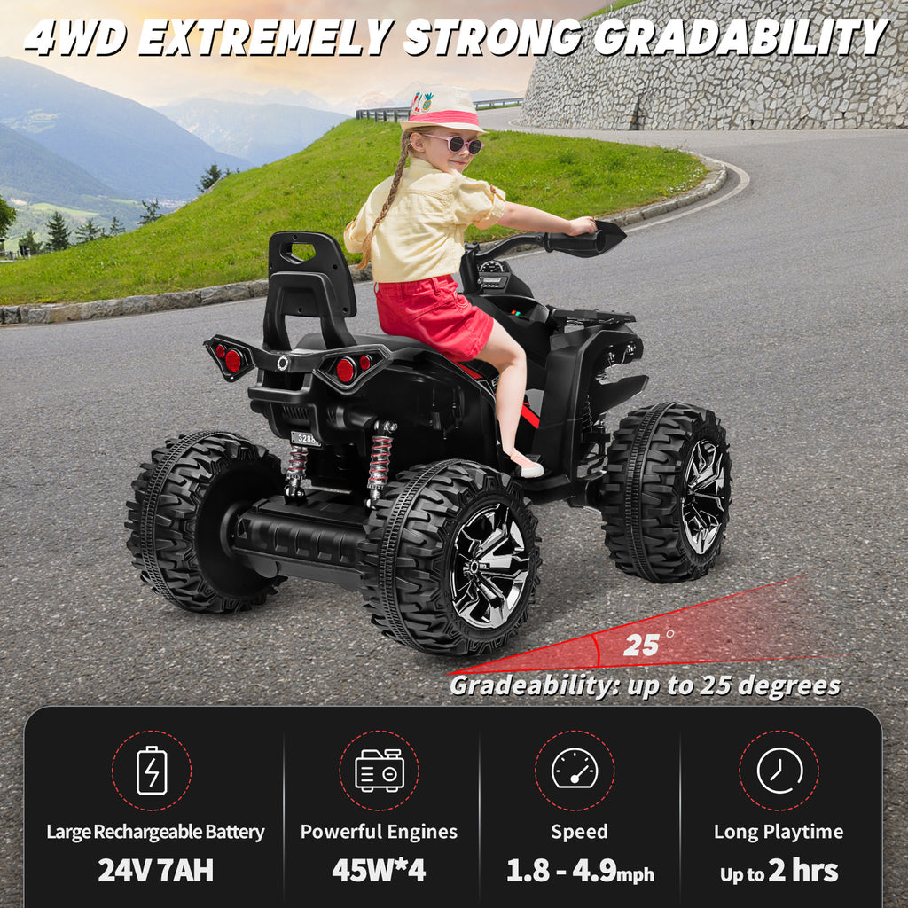 Sunnyfree Powerful ATV 24-volt Black Riding Toys (Powerful ATV)