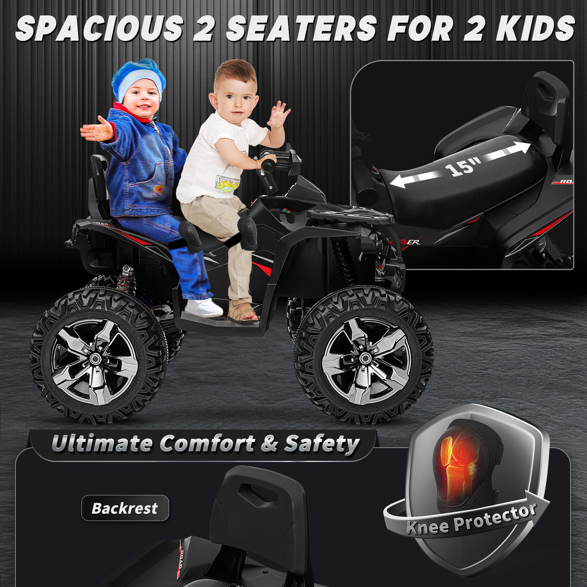 Sunnyfree Powerful ATV 24-volt Black Riding Toys (Powerful ATV)