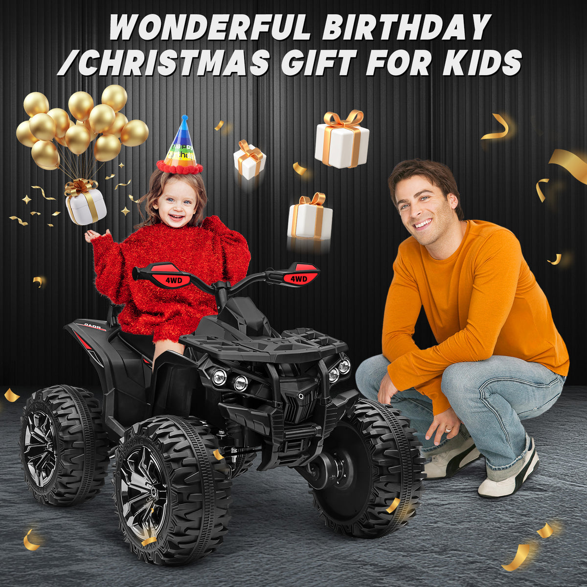 Sunnyfree Powerful ATV 24-volt Black Riding Toys (Powerful ATV)
