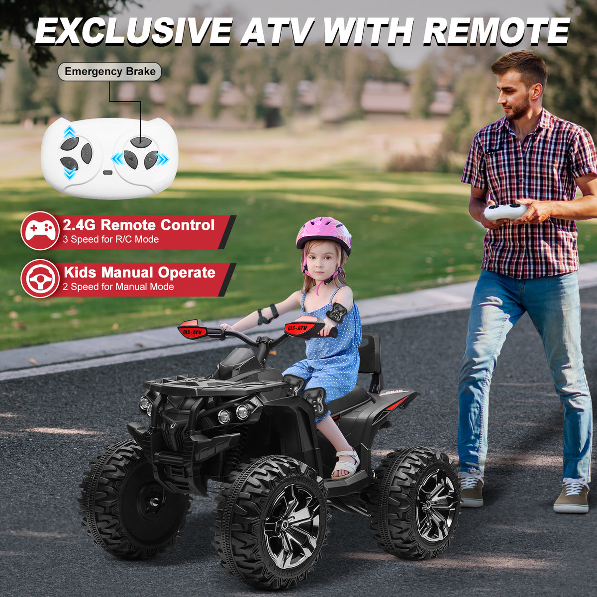 Sunnyfree Powerful ATV 24-volt Black Riding Toys (Powerful ATV)