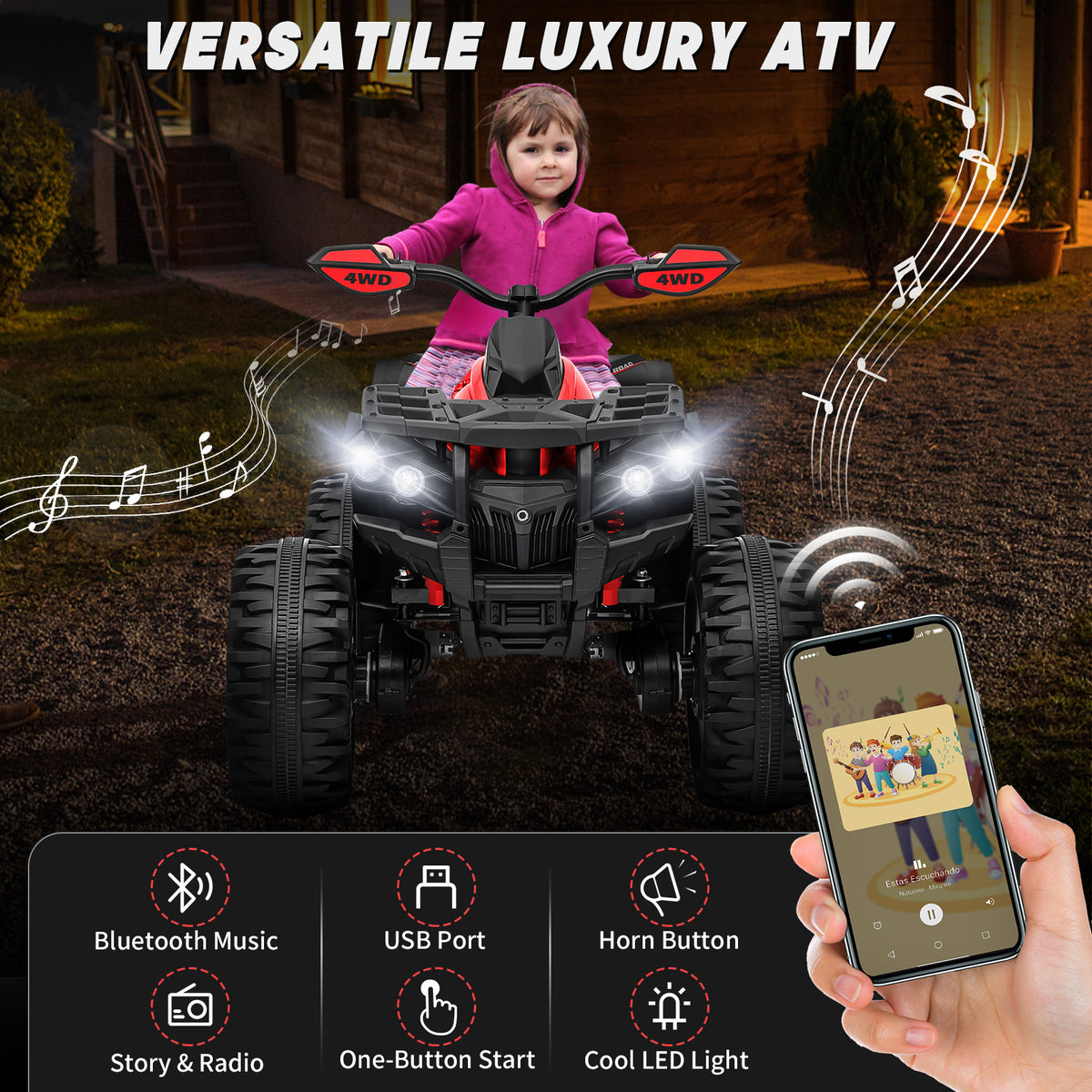Sunnyfree Powerful ATV 24-volt Red Riding Toys (Powerful ATV)