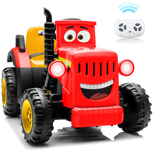 Sunnyfree 12V Ride on Toys, Electric Tractor for Kids, Power Car Wheels with LED Lights, Music, Horn, Safety Belt