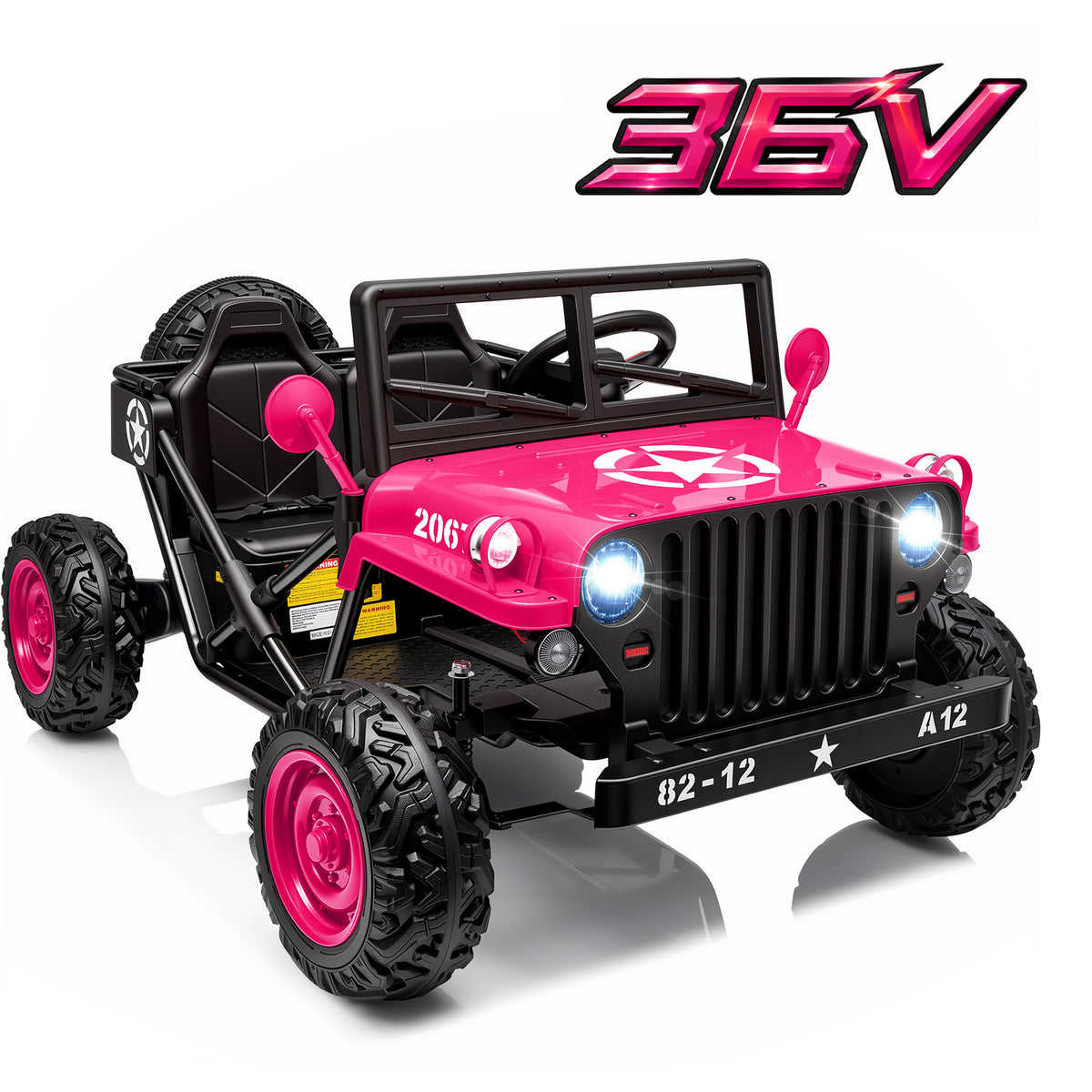 Sunnyfree 36V 2 Seater Ride On Toys for Big Kids, Up to 9 MPH, EVA Tires Power Car Wheels w/Metal Frame, 4-Wheel Suspension, Bluetooth