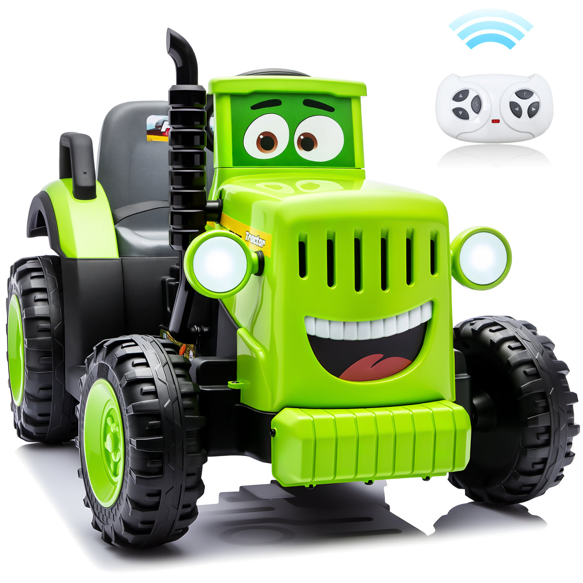 Sunnyfree 12V Ride on Toys, Electric Tractor for Kids, Power Car Wheels with LED Lights, Music, Horn, Safety Belt