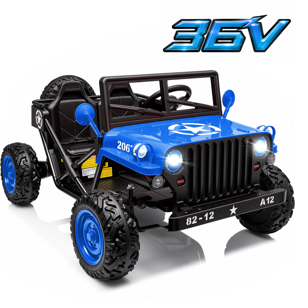 Sunnyfree 36V 2 Seater Ride On Toys for Big Kids, Up to 9 MPH, EVA Tires Power Car Wheels w/Metal Frame, 4-Wheel Suspension, Bluetooth