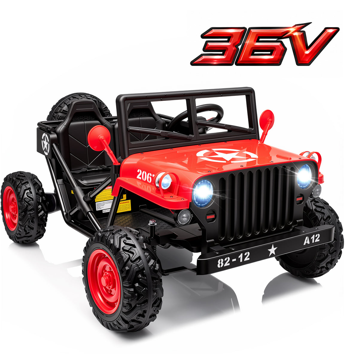 Sunnyfree 36V 2 Seater Ride On Toys for Big Kids, Up to 9 MPH, EVA Tires Power Car Wheels w/Metal Frame, 4-Wheel Suspension, Bluetooth