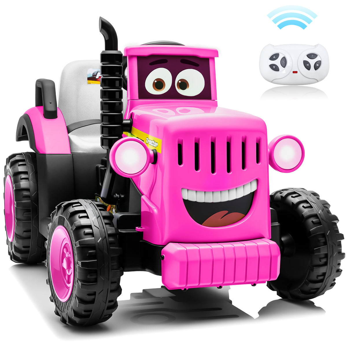 Sunnyfree 12V Ride on Toys, Electric Tractor for Kids, Power Car Wheels with LED Lights, Music, Horn, Safety Belt