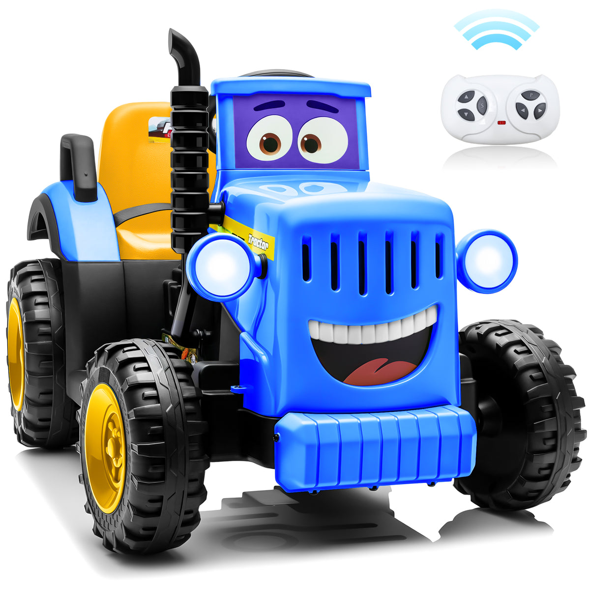 Sunnyfree 12V Ride on Toys, Electric Tractor for Kids, Power Car Wheels with LED Lights, Music, Horn, Safety Belt