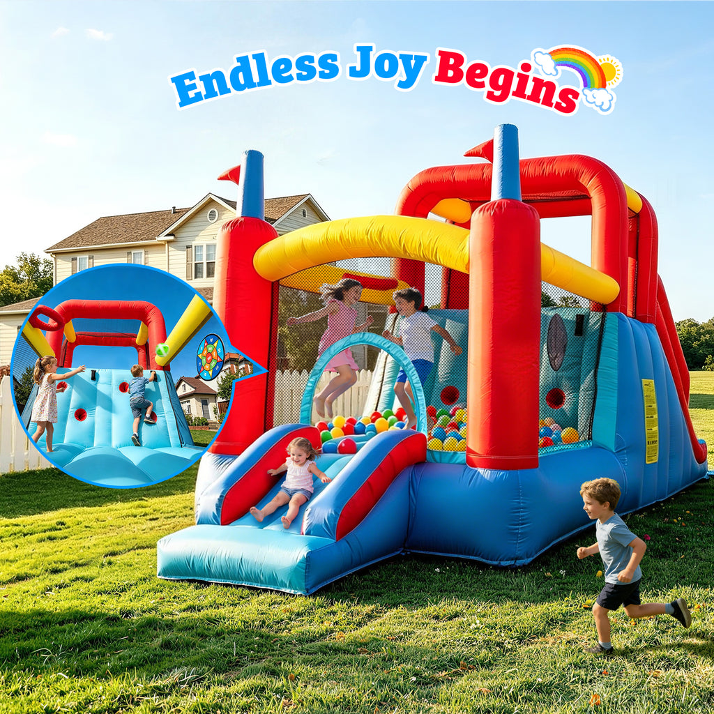 Sunnyfree Inflatable Water Slide for Kids 3+, 2 Extra Long Slides with Sprinkler, 2 Slip Inflatable Boards&112in Removable Slide, Indoor/Outdoor