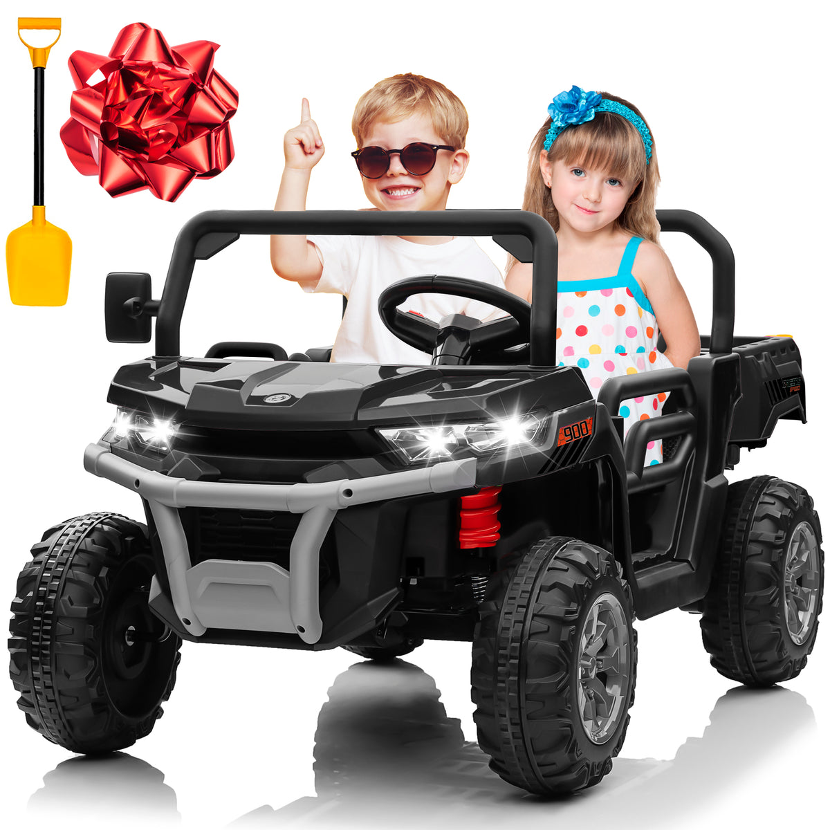 Sunnyfree Powerful ATV, 24-volt Black Riding Toys (Battery Charger Included)