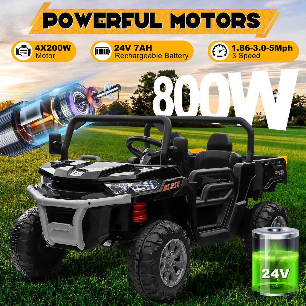 Sunnyfree Powerful ATV, 24-volt Black Riding Toys (Battery Charger Included)