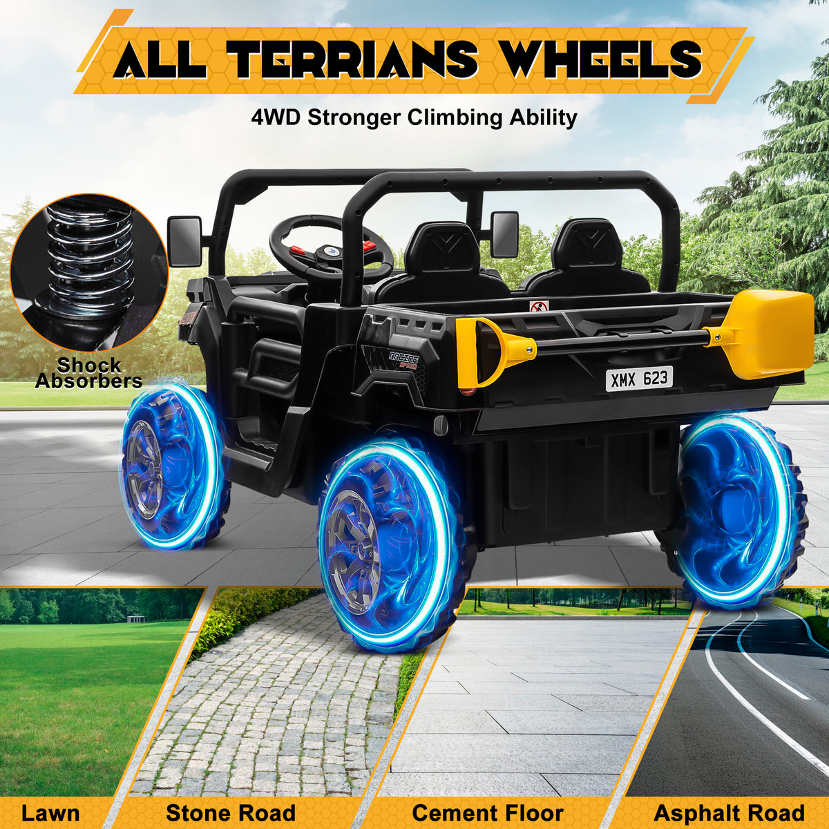 Sunnyfree Powerful ATV, 24-volt Black Riding Toys (Battery Charger Included)