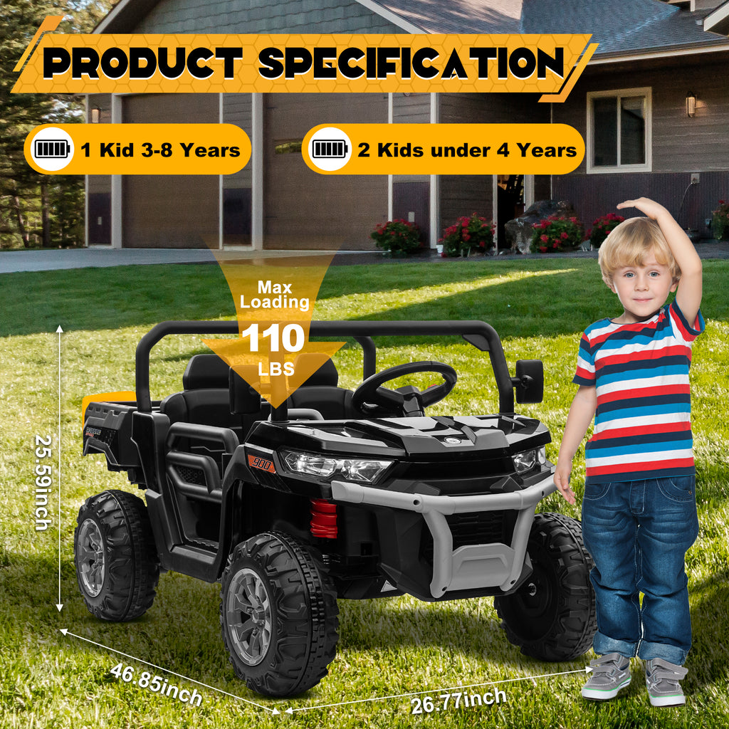 Sunnyfree Powerful ATV, 24-volt Black Riding Toys (Battery Charger Included)