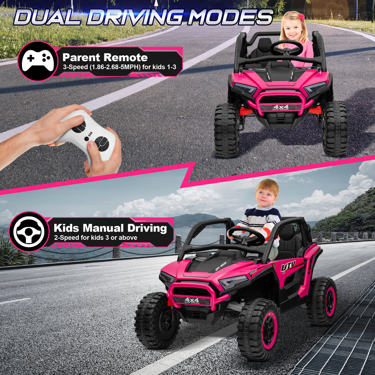 Sunnyfree Powerful ATV, Pink 24-volt Riding Toys (Battery Included)