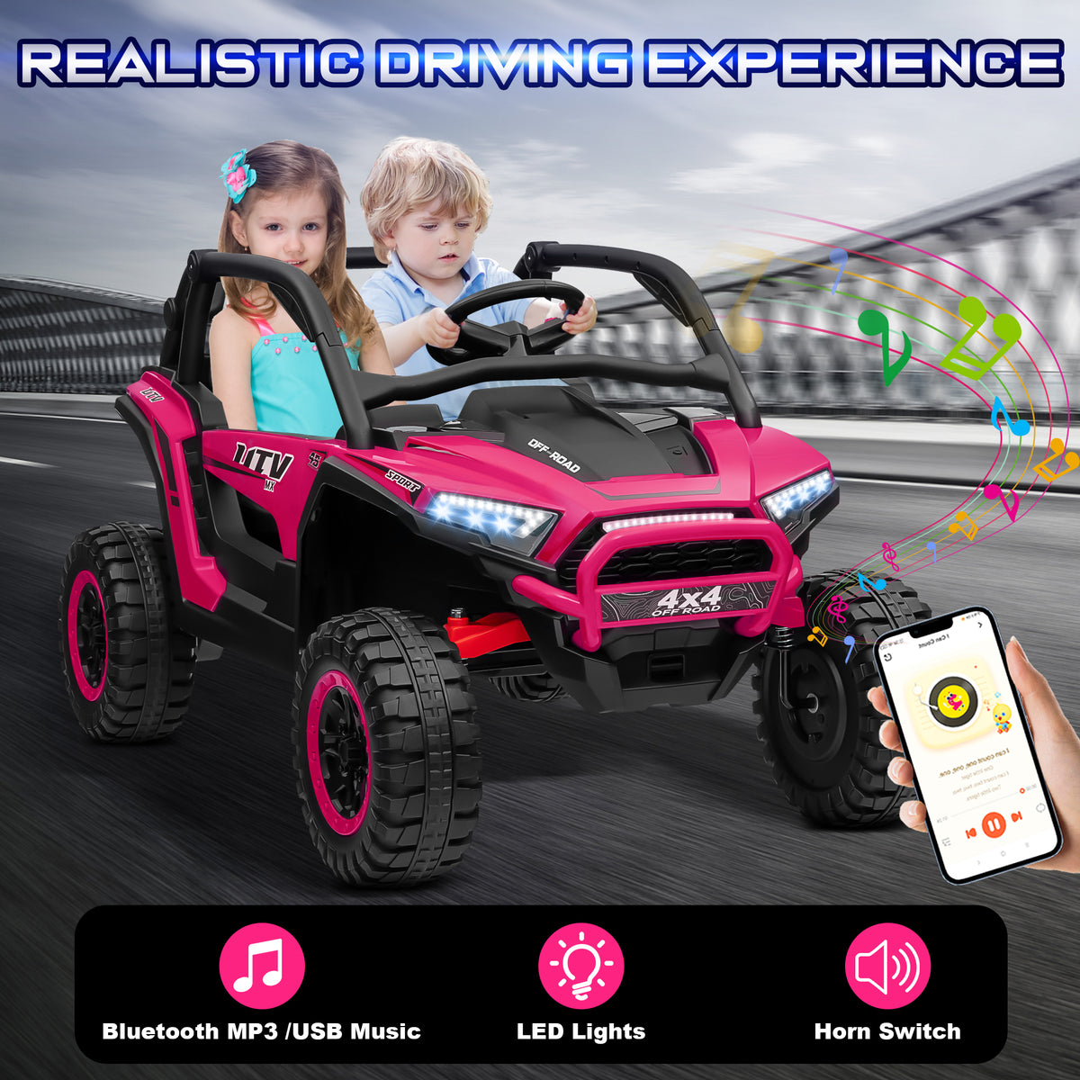 Sunnyfree Powerful ATV, Pink 24-volt Riding Toys (Battery Included)