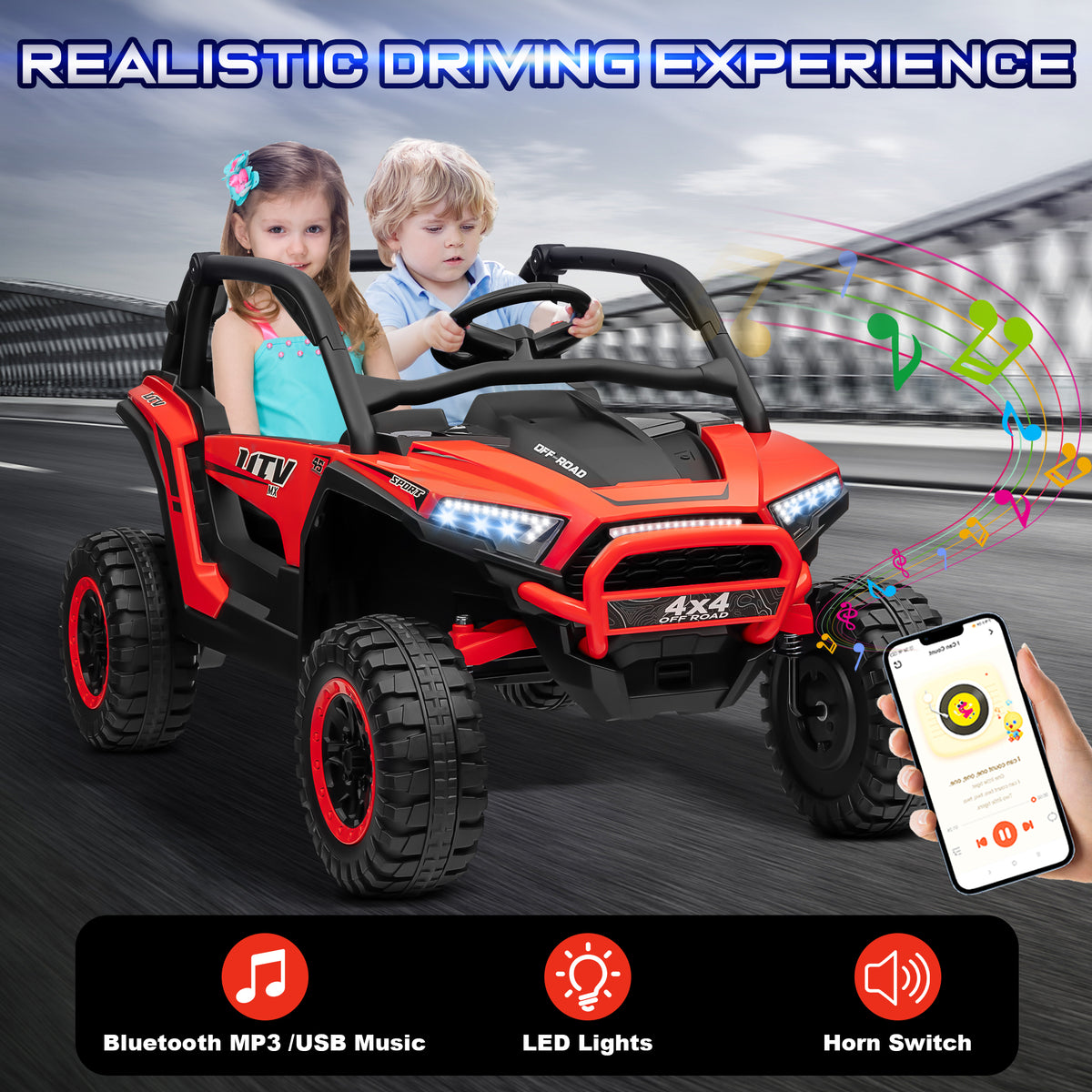 Sunnyfree Powerful ATV, Red 24-volt Riding Toys (Battery Included)