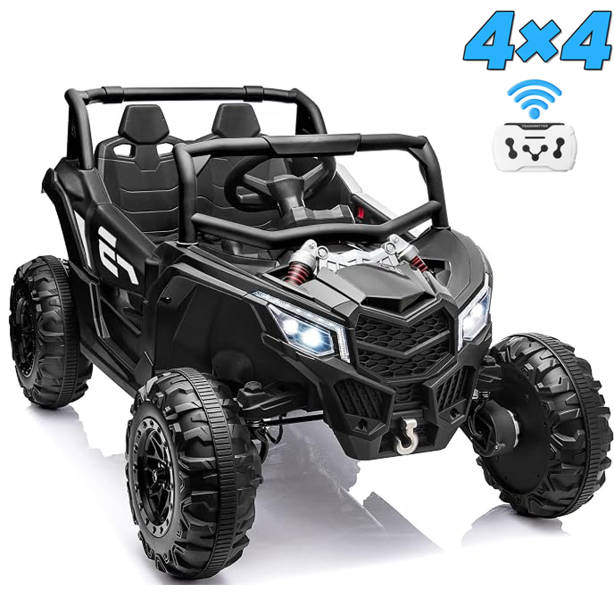 Sunnyfree 24 Volt Ride on Toys, 4WD Electric Car for Kids, Power Car Wheels with Remote Control, Bluetooth, Spring Suspension, LED Light