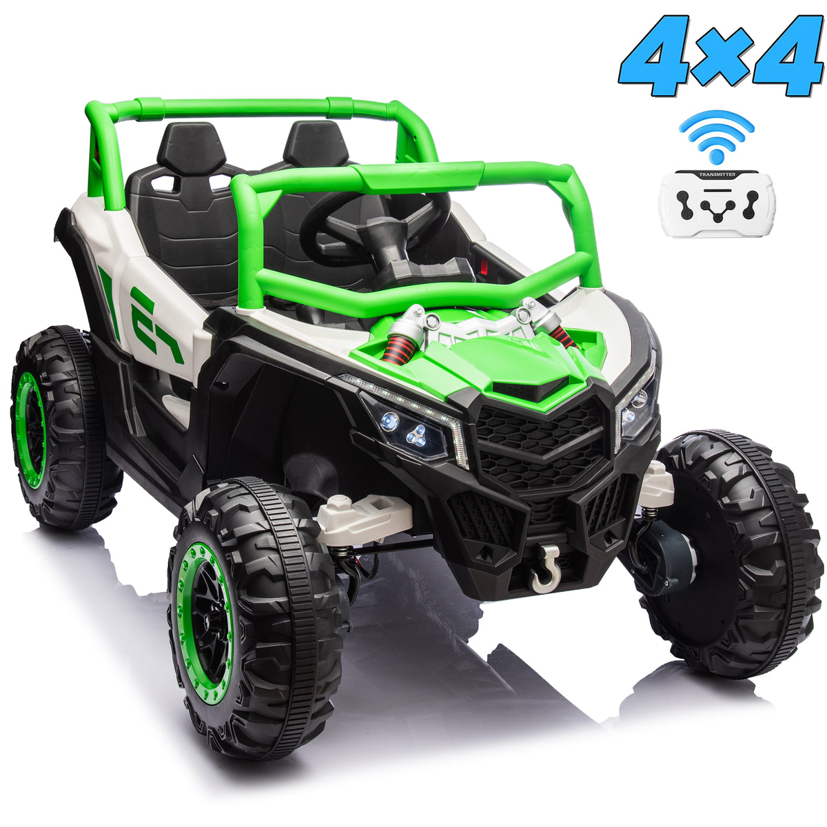 Sunnyfree 24 Volt Ride on Toys, 4WD Electric Car for Kids, Power Car Wheels with Remote Control, Bluetooth, Spring Suspension, LED Light