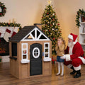 Sunnyfree Outdoor Playhouse for Kids, Wooden Playhouse with Doorbell, Phone, and Kitchen Toys, Ages 3 to 8