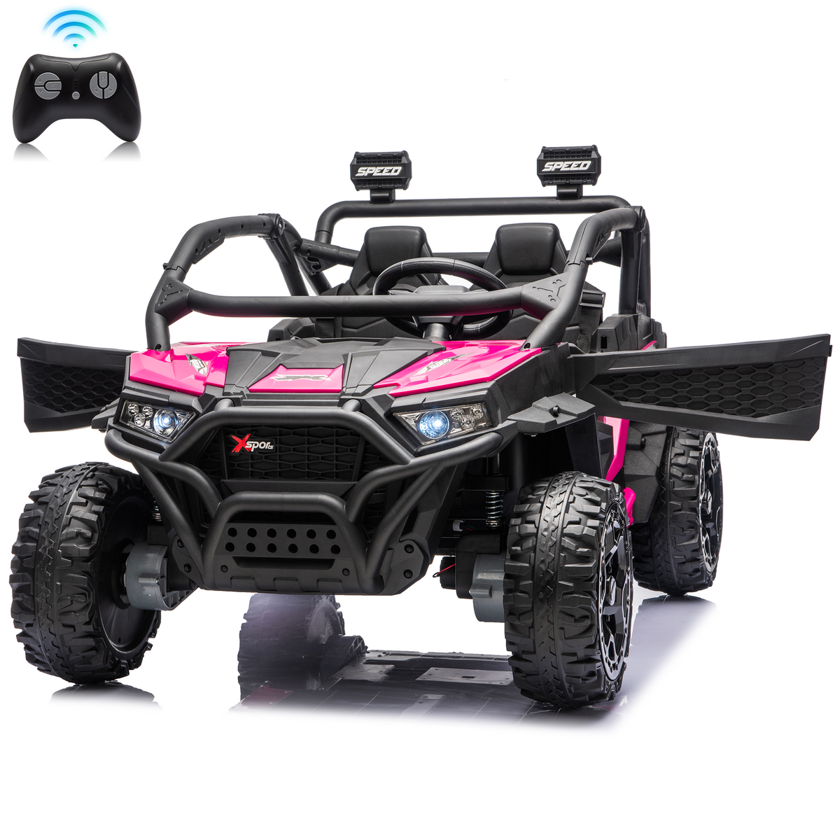 Sunnyfree 24 Volt Ride on Toys for Kids, 4WD 2 Seater Electric UTV Ride on Car with 800W Powerful Motors, Remote Control, Power Car Wheels, Four-Wheel Suspension, Bluetooth Music, LED Lights