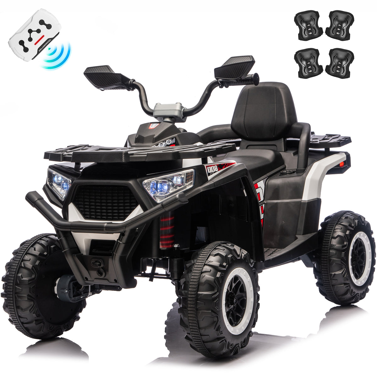 Sunnyfree 24V Kids ATV with Remote Control, 4 Wheeler for Kids with 4x200W Motor, Power Car Wheels, Bluetooth, Music, Spring Suspension,007