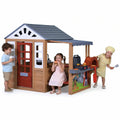 Sunnyfree Outdoor Playhouse, Kids Playhouse with Play Kitchen, Wooden Playhouse with Grill Oven, Pizza Oven, Kitchen Utensils, Doorbell for 3+ Kids
