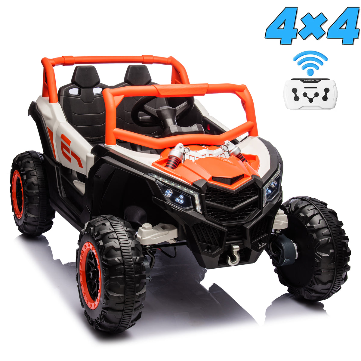 Sunnyfree 24 Volt Ride on Toys, 4WD Electric Car for Kids, Power Car Wheels with Remote Control, Bluetooth, Spring Suspension, LED Light