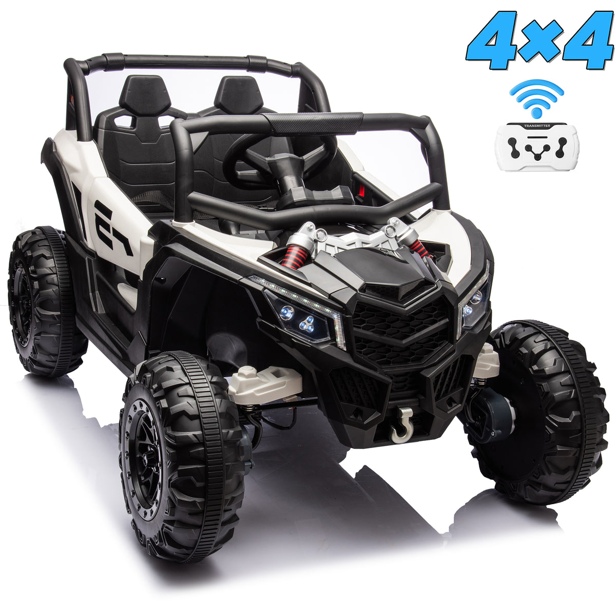 Sunnyfree 24 Volt Ride on Toys, 4WD Electric Car for Kids, Power Car Wheels with Remote Control, Bluetooth, Spring Suspension, LED Light