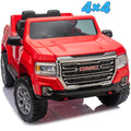 Sunnyfree XL 24 Volt Ride on Toys, Licensed GMC 4WD/2WD Switchable Ride on Car for Big Kids with Remote, Bluetooth, Fold Down Tailgate, Rear Storage