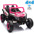 Sunnyfree 24 Volt Ride on Toys, 4WD Electric Car for Kids, Power Car Wheels with Remote Control, Bluetooth, Spring Suspension, LED Light