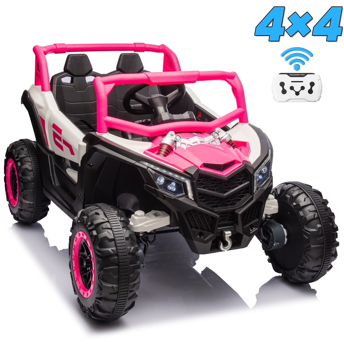 Sunnyfree 24 Volt Ride on Toys, 4WD Electric Car for Kids, Power Car Wheels with Remote Control, Bluetooth, Spring Suspension, LED Light